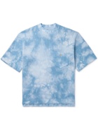 NICHOLAS DALEY - Tie-Dyed Waffle-Knit Cotton-Blend Jersey T-Shirt - Blue
