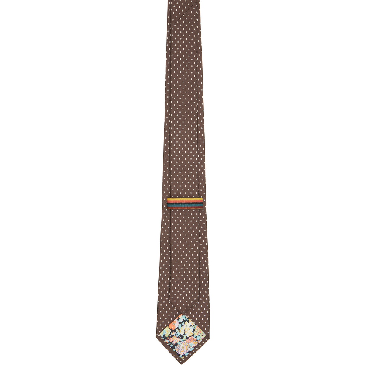 Paul Smith Brown Silk Pin Dot Tie