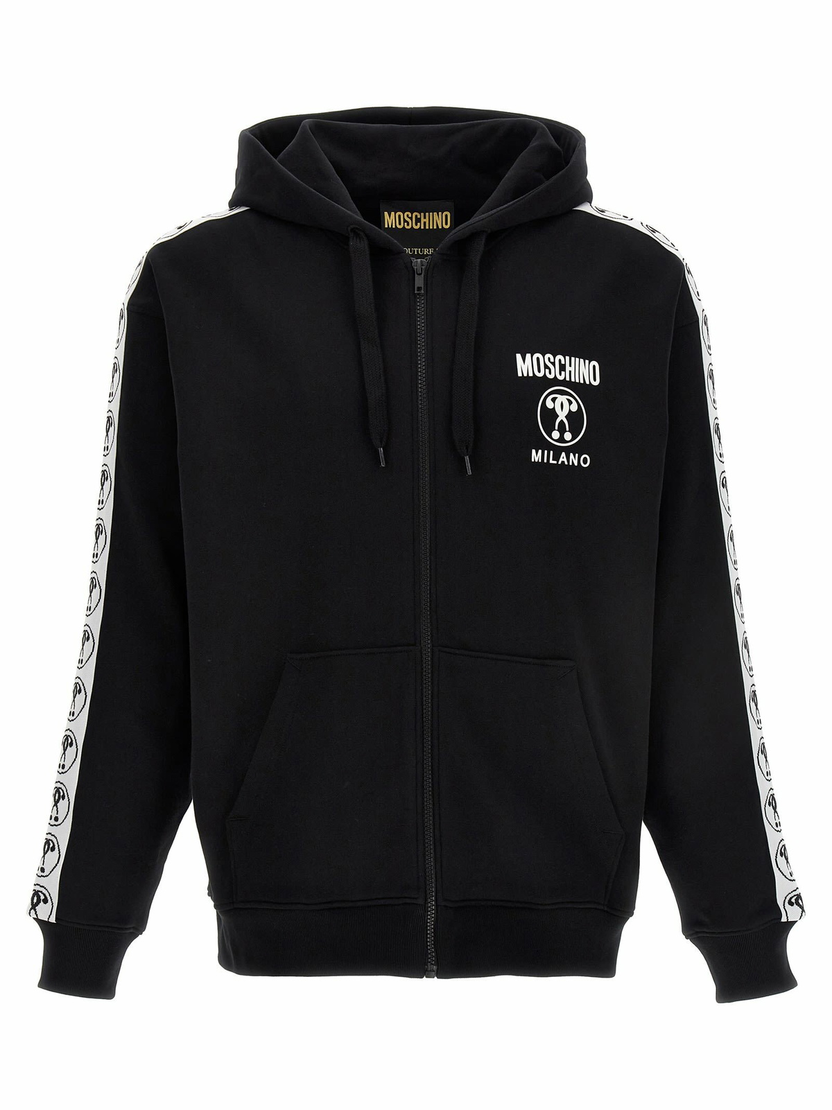 【送料&関税込】Moschino Logo Print Hoodie Moschino Black Cotton Burger Logo Print Hoodie, Brand Size