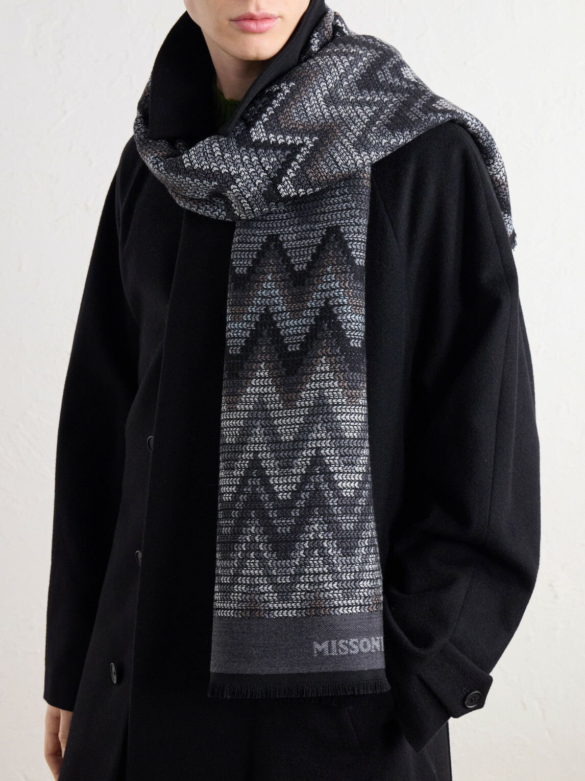 Missoni - Striped Crochet-Knit Wool Scarf - Gray