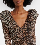 Ganni Leopard-print cloqué maxi dress