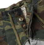 Greg Lauren - Camouflage-Print Cotton-Canvas Panelled Loopback Jersey Drawstring Shorts - Green