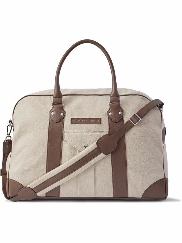 Photo: Brunello Cucinelli - Leather-Trimmed Canvas Holdall