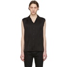 Saint Laurent Black Silk Stripe Sleeveless Shirt