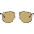 Gucci Silver & Brown Navigator Frame Sunglasses