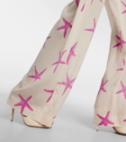 Valentino Printed high-rise silk wide-leg pants