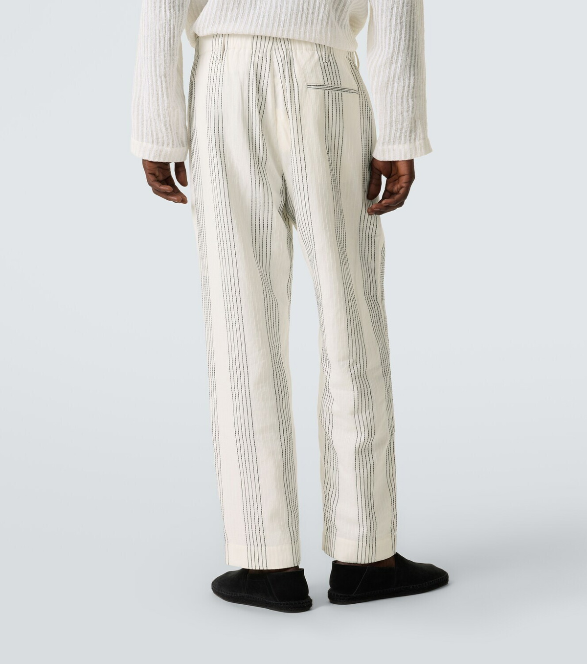 Commas Kantha striped cotton straight pants