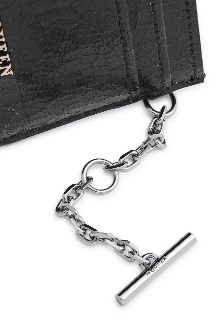 Alexander Mcqueen Logo Cracked-effect Leather Card Holder - Black - One Size