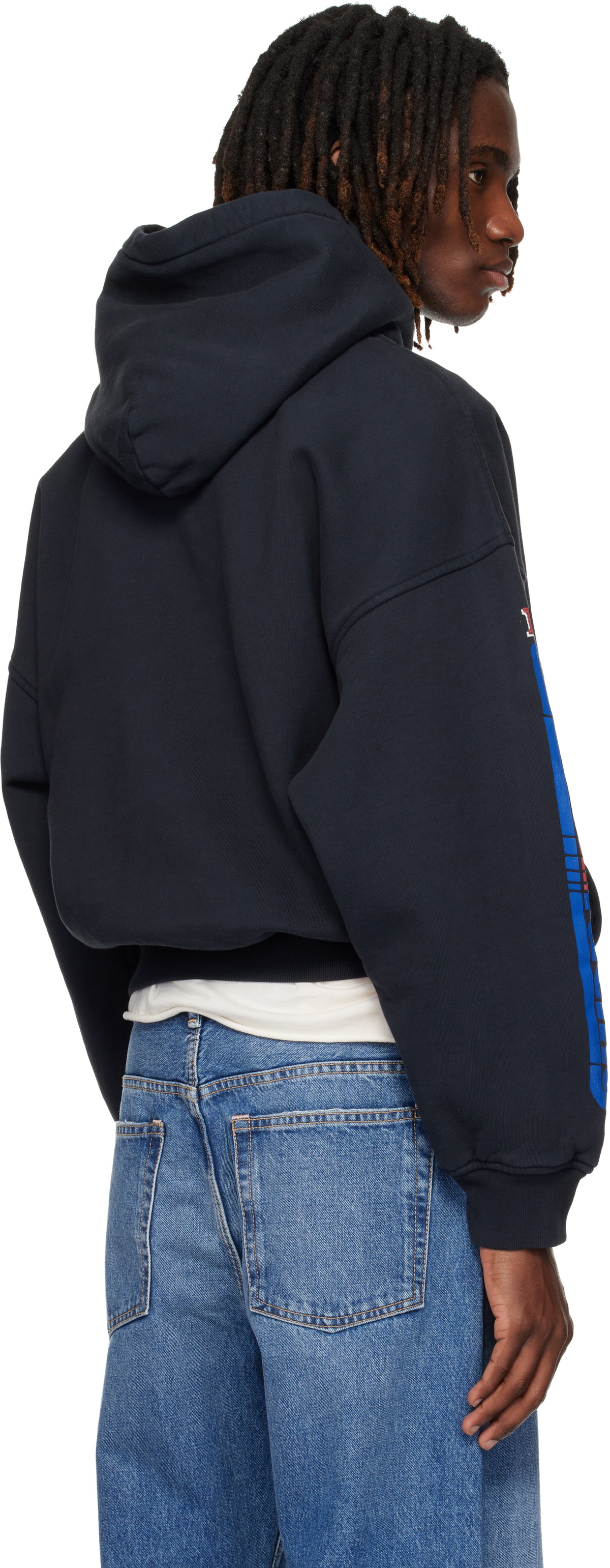 Rhude Black Split Petrol Logo Hoodie