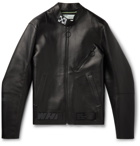 Off-White - Webbing-Trimmed Printed Leather Jacket - Black