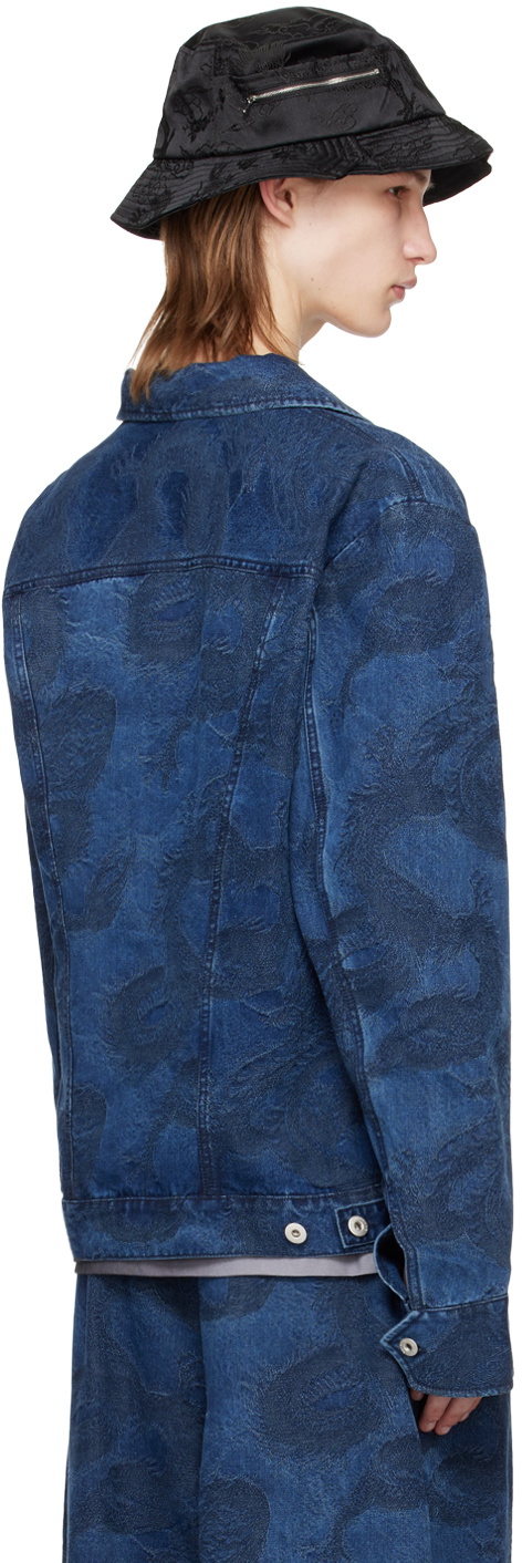Feng Chen Wang Blue Dragon Denim Jacket