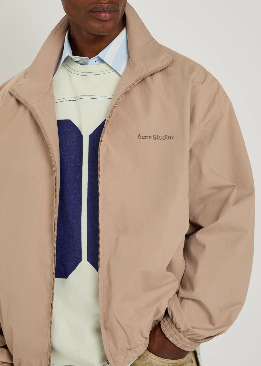 Acne Studios Logo-print Cotton-poplin Jacket Beige