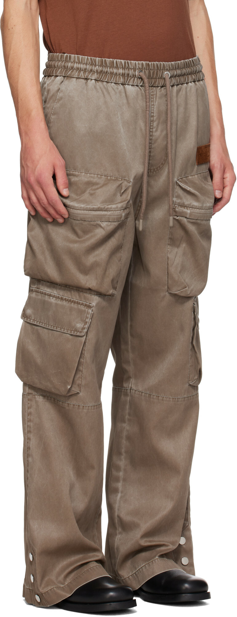 AMIRI Brown Drawstring Nylon Cargo Pants