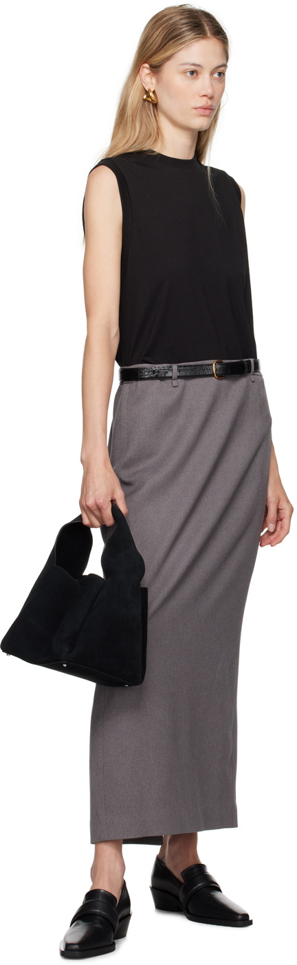 LE17SEPTEMBRE Gray Belted Maxi Skirt