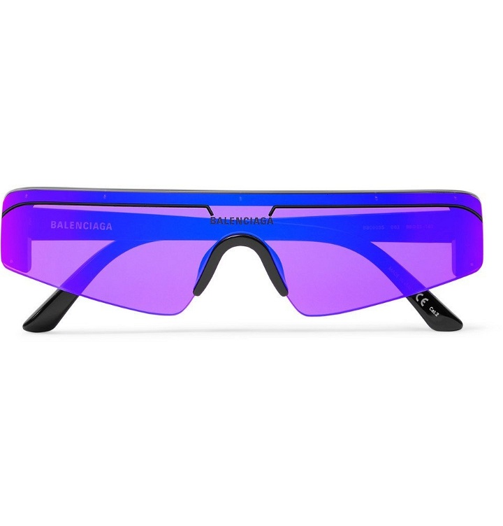 Photo: Balenciaga - Ski Rectangle-Frame Enamelled Acetate Sunglasses - Purple