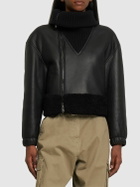 FERRARI - Leather Shearling Jacket W/ Collar