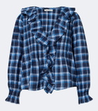 Dôen Hardy plaid ruffled cotton blouse