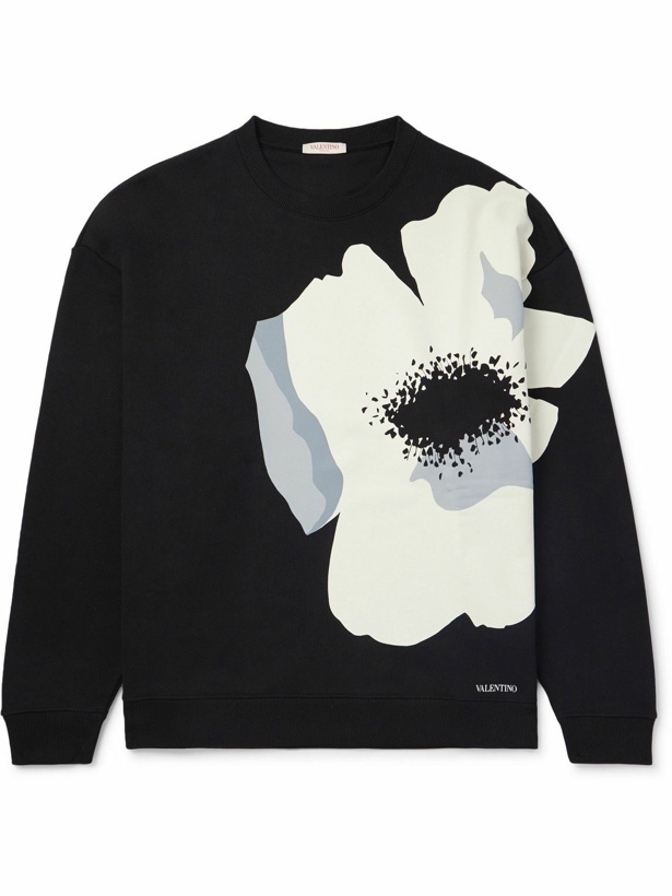 Photo: Valentino Garavani - Floral-Print Cotton-Jersey Sweatshirt - Black