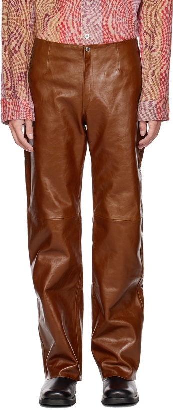 Photo: Our Legacy Brown Biker Leather Pants