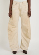 Acne Studios 2006F Paint-splatter Curved Wide-leg Jeans White