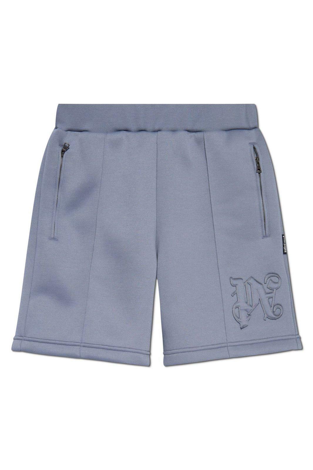 Palm Angels Men's Monogram Track Shorts in Off White Palm Angels