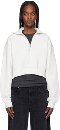 AGOLDE Off-White Bethan Quarter Zip Sweatshirt