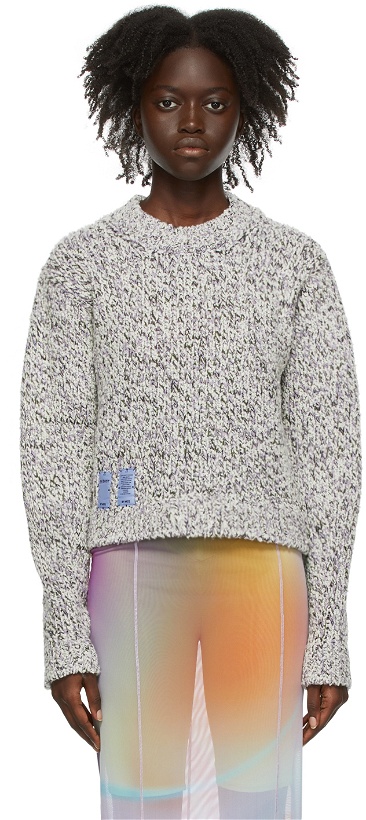 Photo: MCQ White & Purple Cropped Sweater