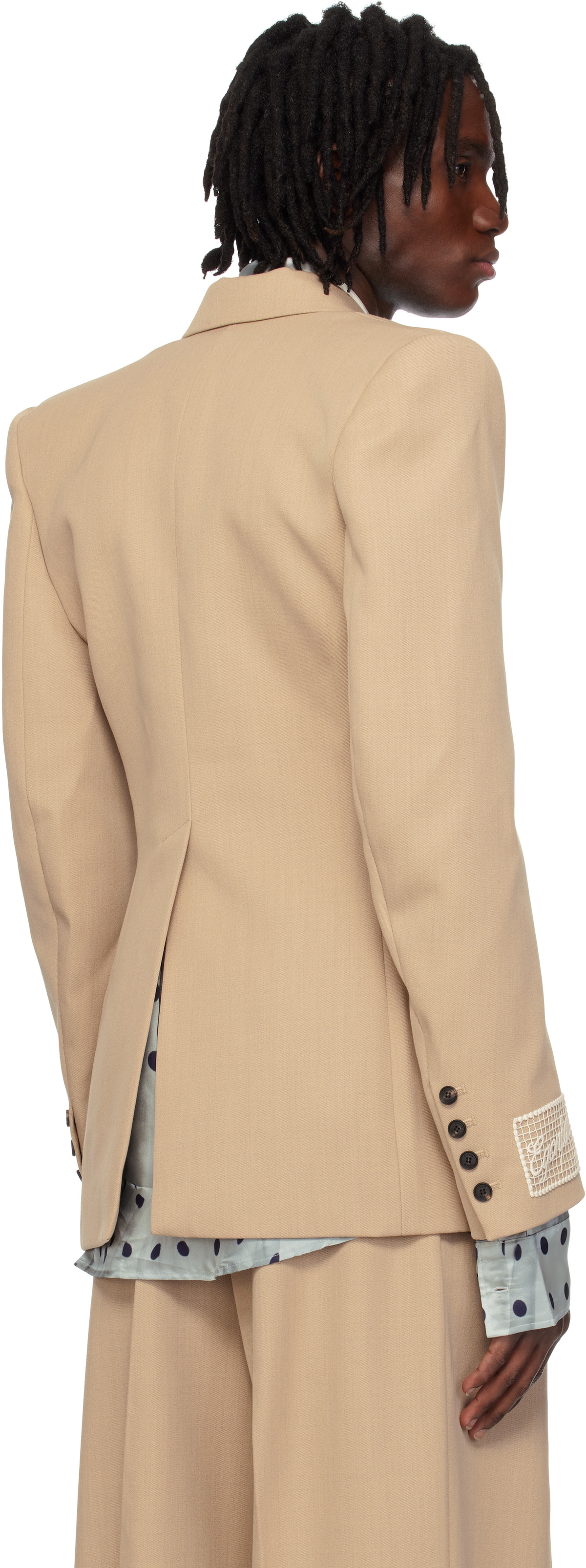 EGONlab Beige Fitted Double Breasted Blazer EGONlab