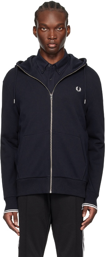 Photo: Fred Perry Navy Zip Through Hoodie