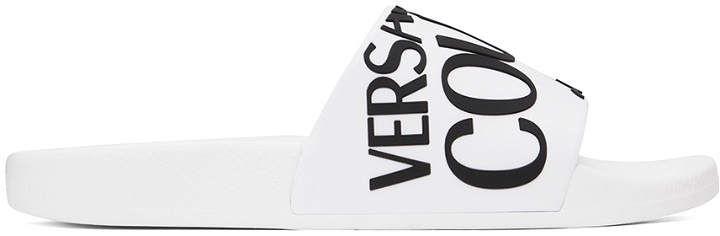 Photo: Versace Jeans Couture White Logo Slides