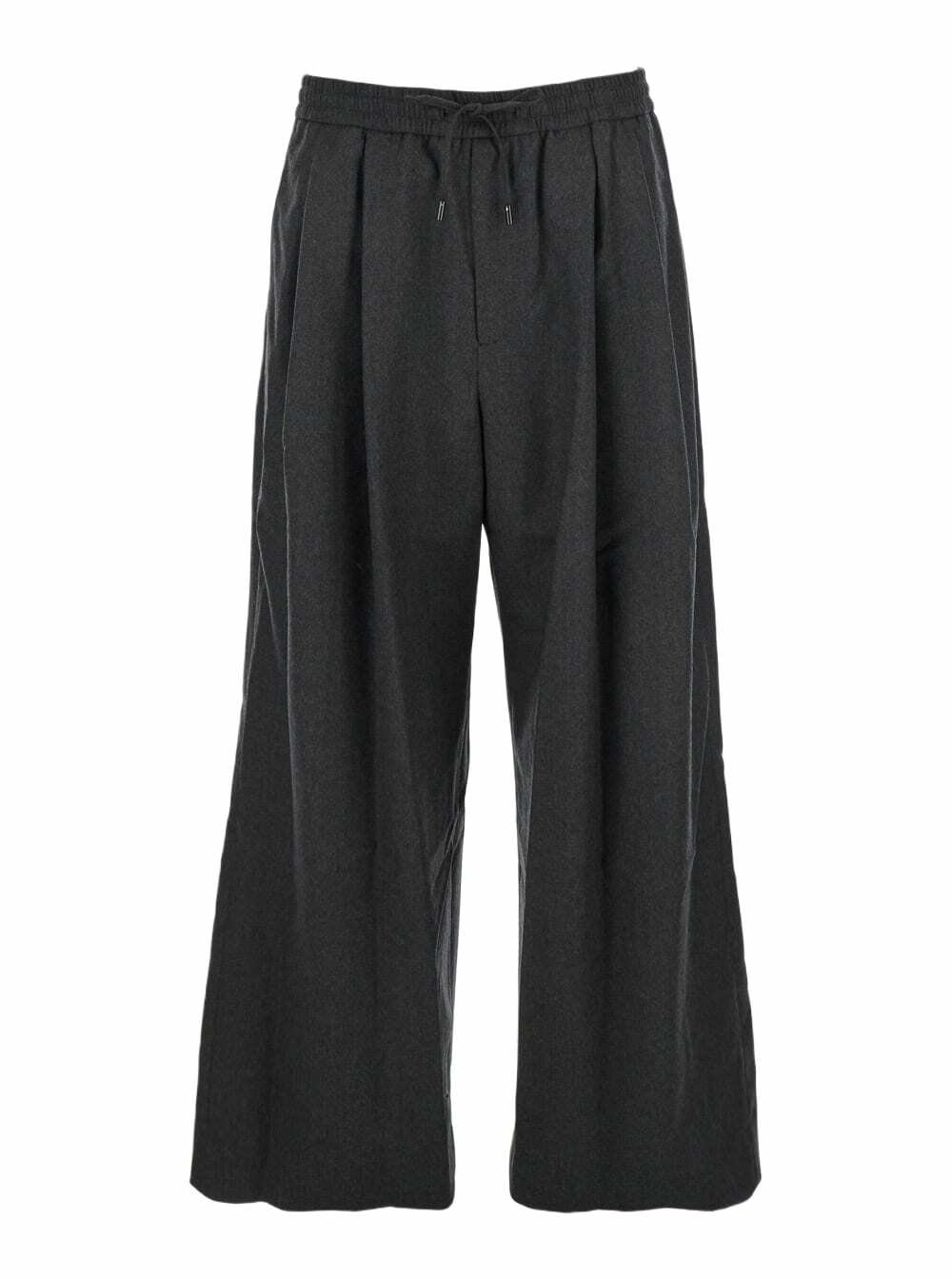 Juun.J Grey Trousers With Elastic Waist And Pleated Design In Wool Woman