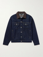 NN07 - Roy 1882 Corduroy-Trimmed Organic Denim Jacket - Blue