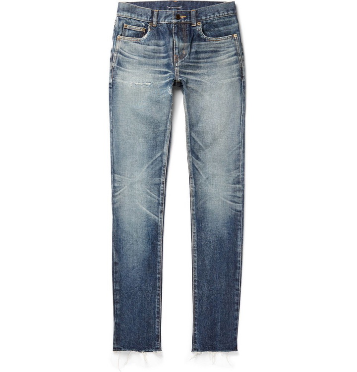 Photo: Saint Laurent - Skinny-Fit 15cm Hem Denim Jeans - Men - Indigo