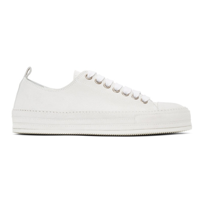 Photo: Ann Demeulemeester Off-White Distressed Suede Sneakers