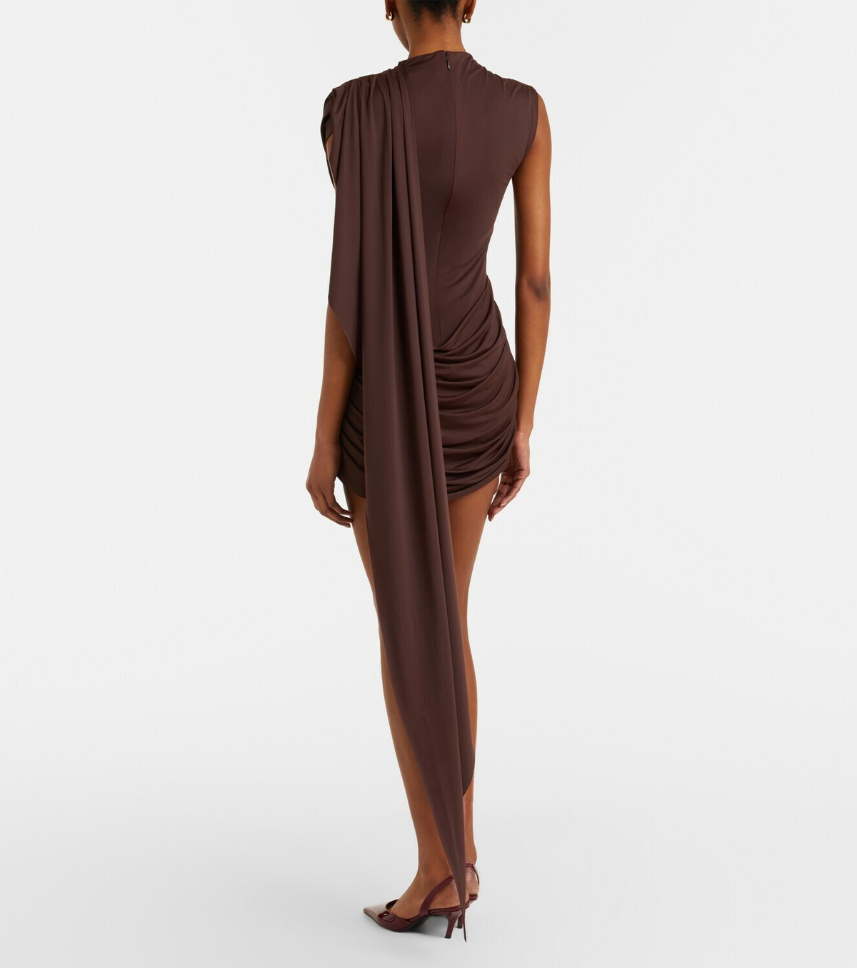 De La Vali Draped caped jersey minidress