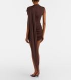 De La Vali Draped caped jersey minidress