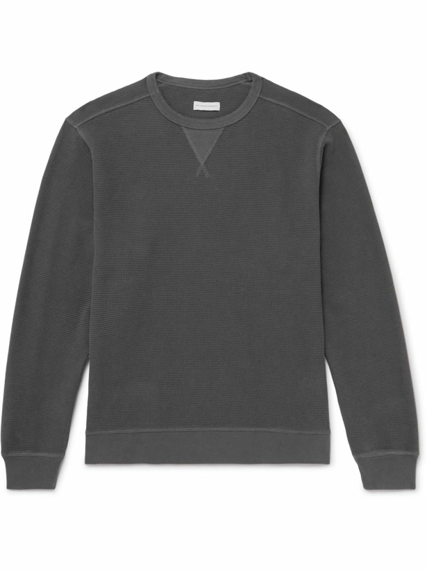 Photo: Pop Trading Company - Embroidered Logo-Print Waffle-Knit Cotton Sweatshirt - Gray