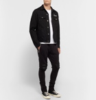 AMIRI - Appliquéd Embroidered Distressed Denim Jacket - Men - Black