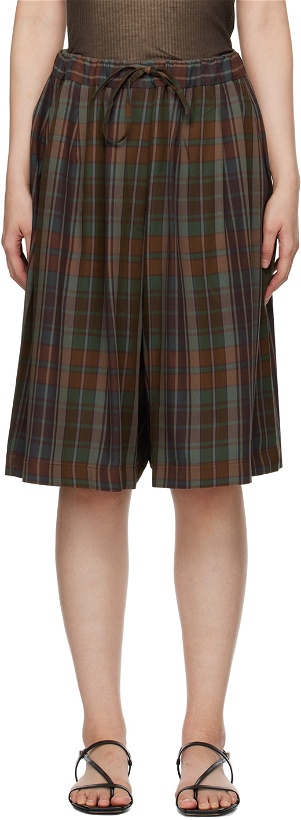 Photo: Cordera Brown Checkered Maxi Shorts