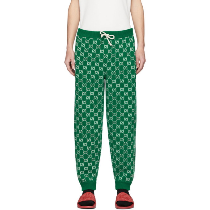 Photo: Gucci Green and Off-White Wool GG Lounge Pants