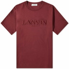Lanvin Men's Tonal Embroidered Logo T-Shirt in Burgundy