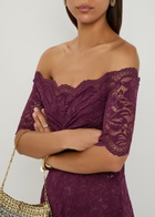 Rabanne Off-the-shoulder Lace Maxi Dress Purple