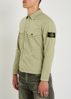 Stone Island Logo-appliquéd Stretch-cotton Overshirt Green Light