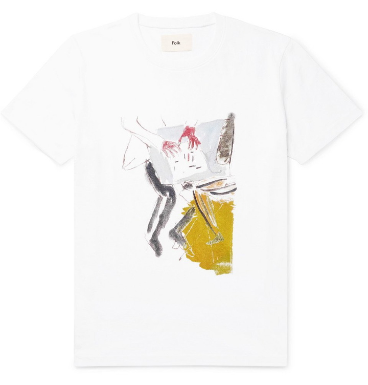 Photo: Folk - Goss Brothers Printed Cotton-Jersey T-Shirt - White