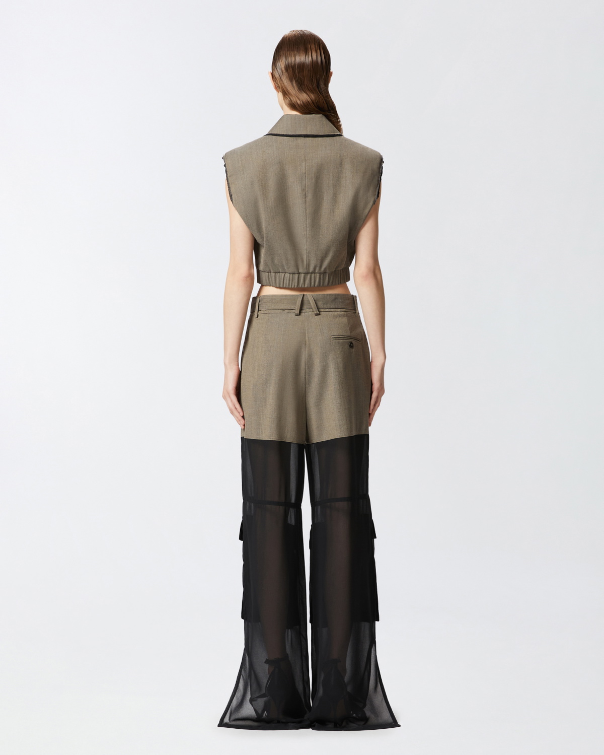 Pinko Short Vest With Lapels And Elastic Flask Brown