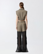Pinko Short Vest With Lapels And Elastic Flask Brown