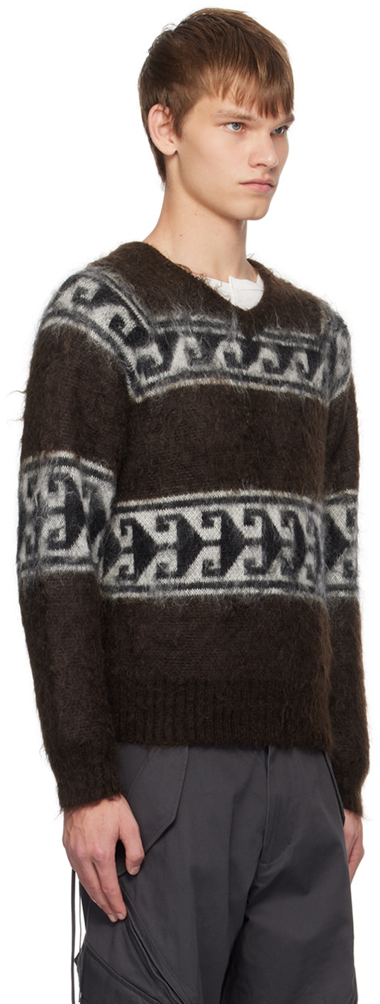 NVRFRGT Brown V-Neck Sweater