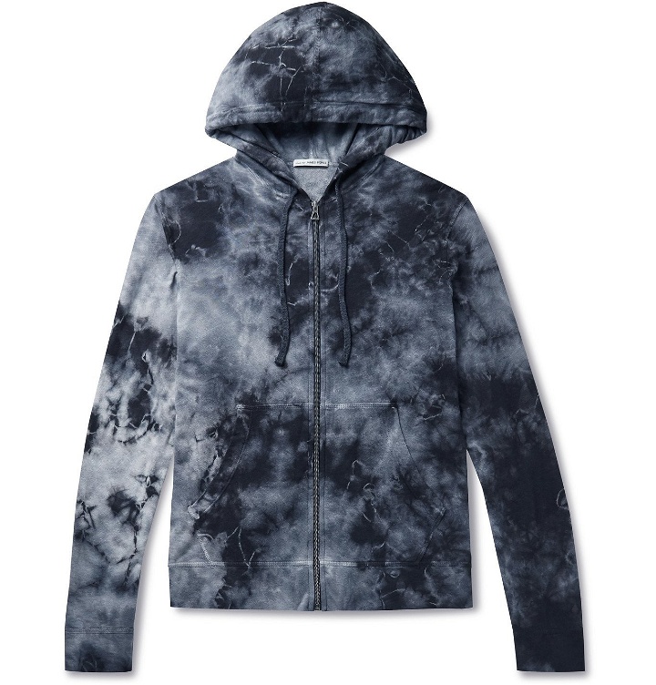 Photo: James Perse - Tie-Dyed Loopback Supima Cotton-Jersey Zip-Up Hoodie - Blue