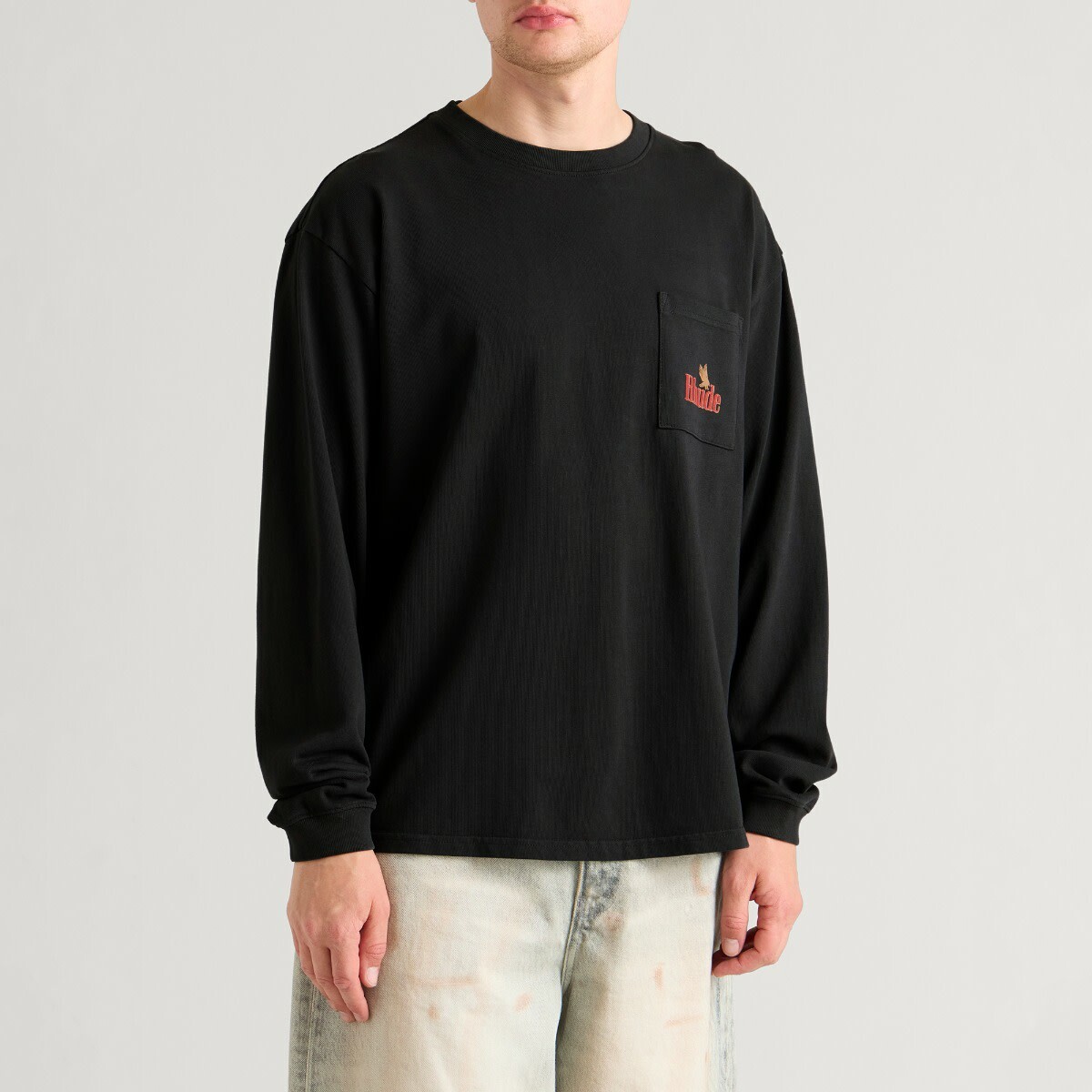Rhude Men's American Spirit Long Sleeve T-Shirt in Vintage Black/Red