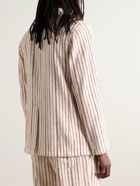 Kardo - Hugh Embroidered Striped Cotton Suit Jacket - Neutrals